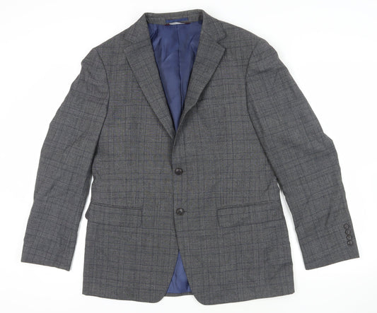 Marks and Spencer Grey Check Wool Blazer - Size 50