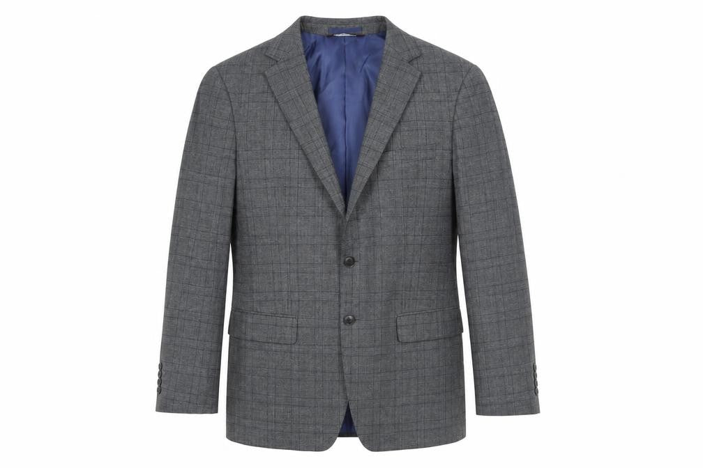 Marks & Spencer Grey Check Wool Blazer - Size 50