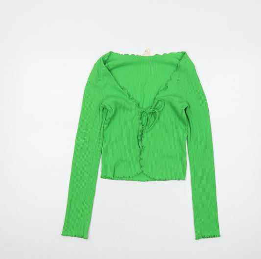 Urban Outfitters Womens Green Cotton Wrap Blouse Size S V-Neck