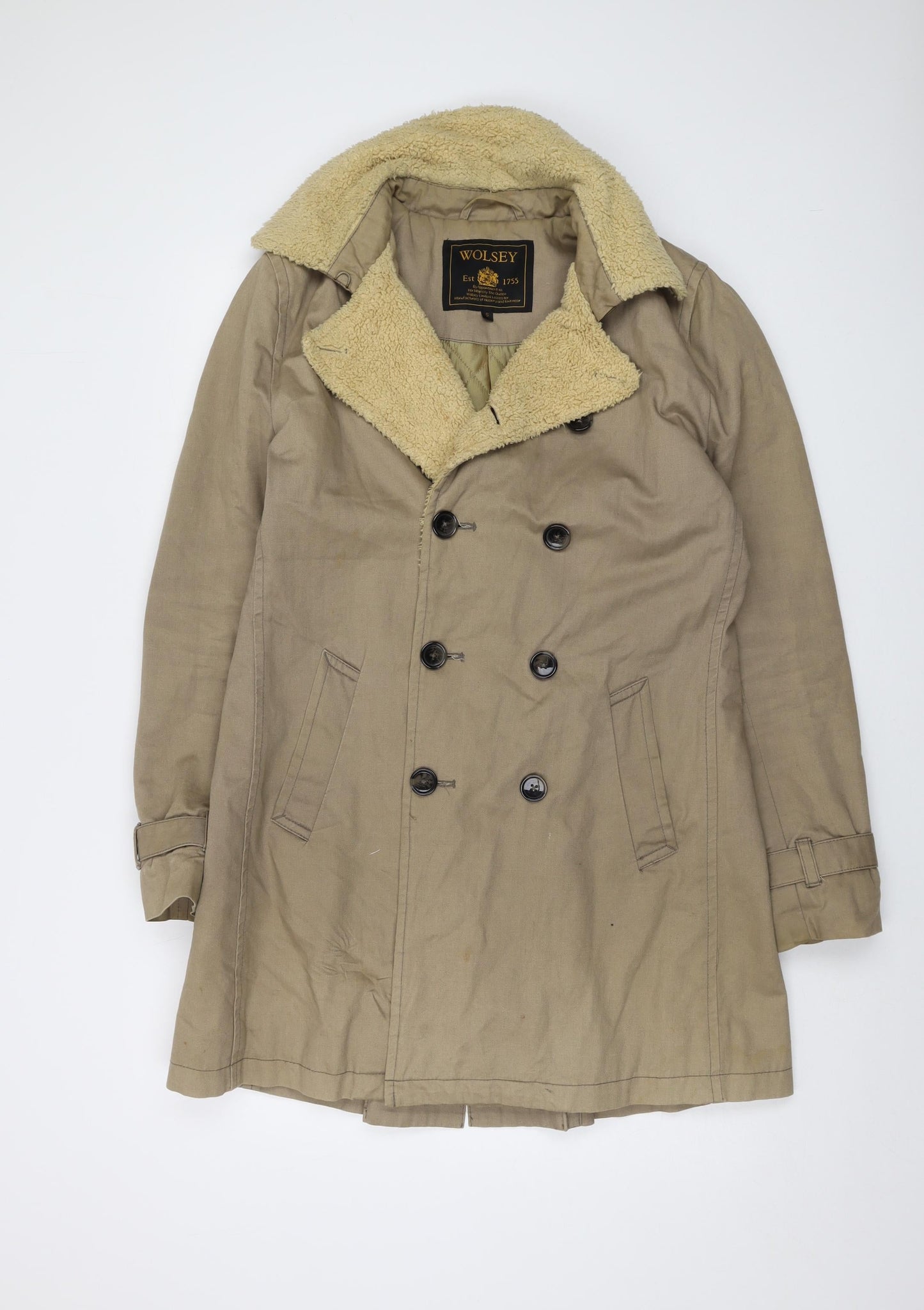 Wolsey Womens Beige Overcoat Coat Size S Button