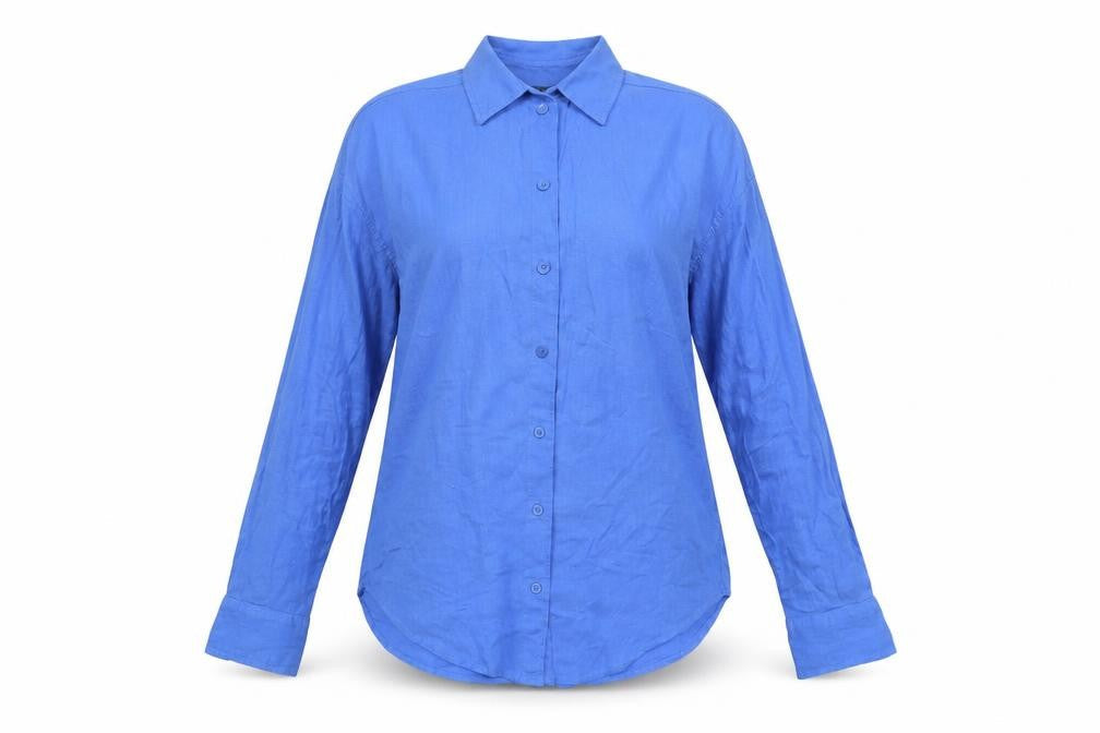Monki Womens Blue Cotton Basic Button-Up Size XS Collared