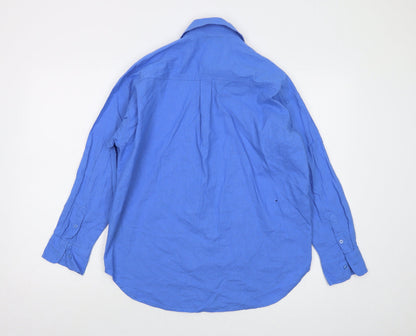 Monki Womens Blue Cotton Basic Button-Up Size XS Collared