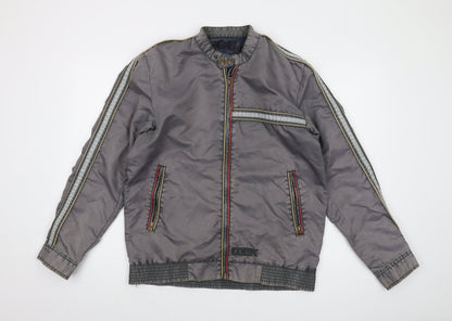 Additional front view of French Connection men’s grey bomber jacket jacket, size S, zip