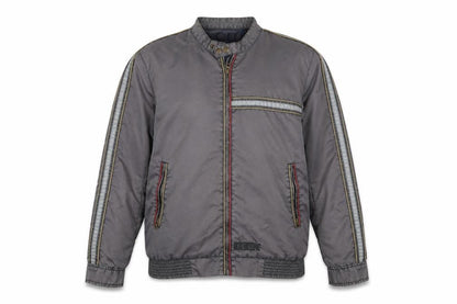 Front view of French Connection men’s grey bomber jacket jacket, size S, zip