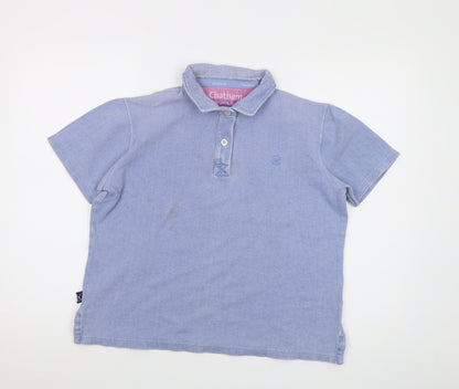 Chatham Womens Blue Cotton Basic Polo Size 12 Collared
