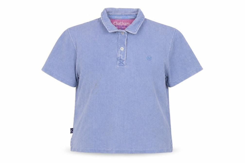 Chatham Womens Blue Cotton Basic Polo Size 12 Collared