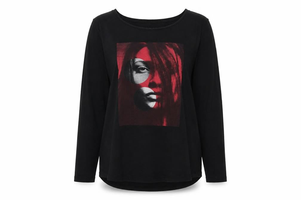 Esprit Womens Black Cotton Basic T-Shirt Size XL Round Neck