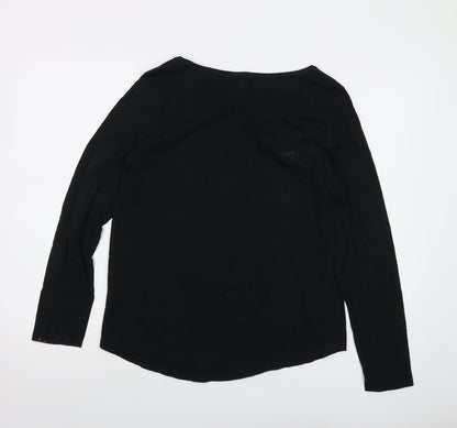 Back view of ESPRIT women’s black cotton basic t-shirt, size XL, round neck