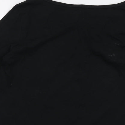Brand and care label for ESPRIT women’s black cotton basic t-shirt, size XL, round neck