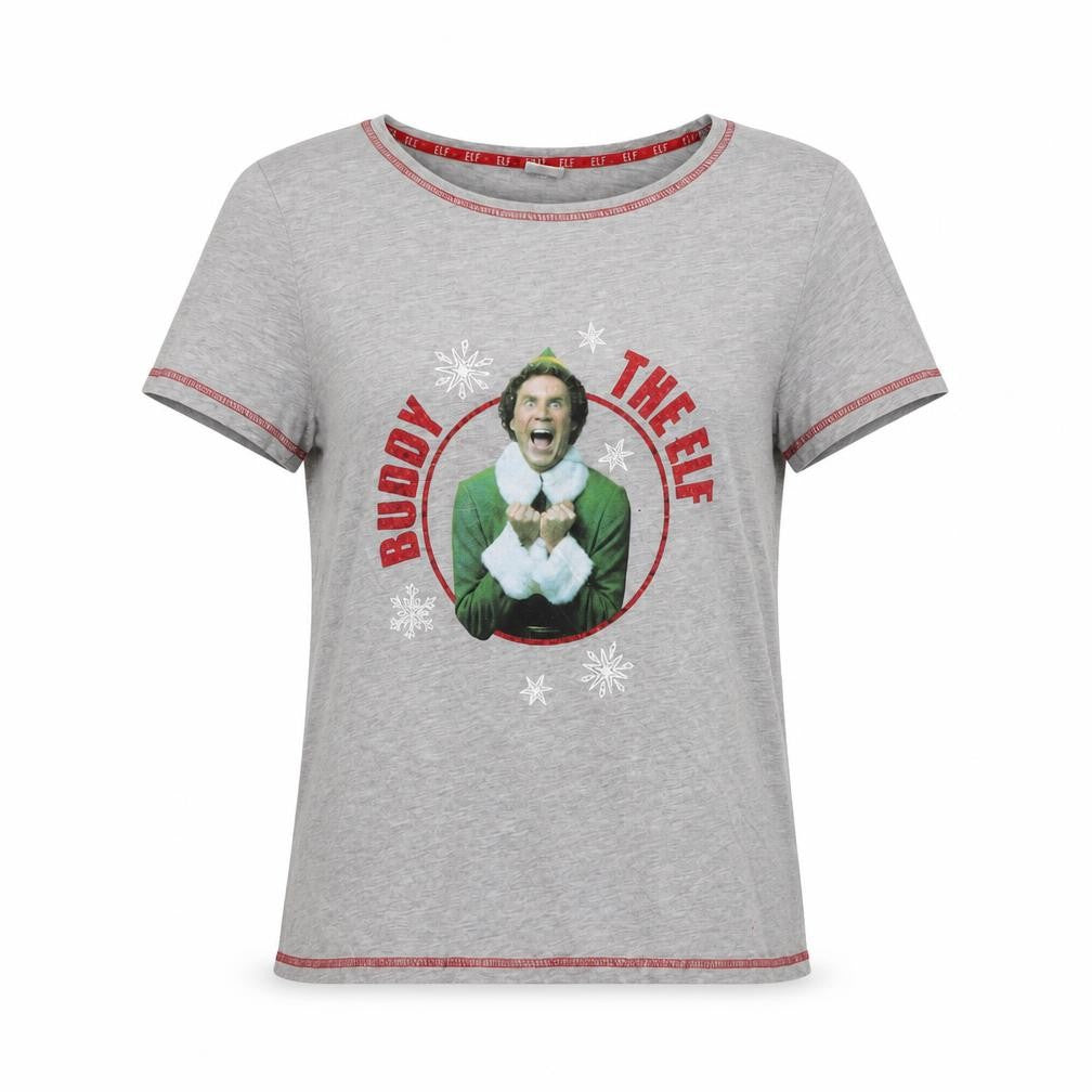 ELF Womens Grey Cotton Basic T-Shirt Size 14 Crew Neck - Buddy The Elf
