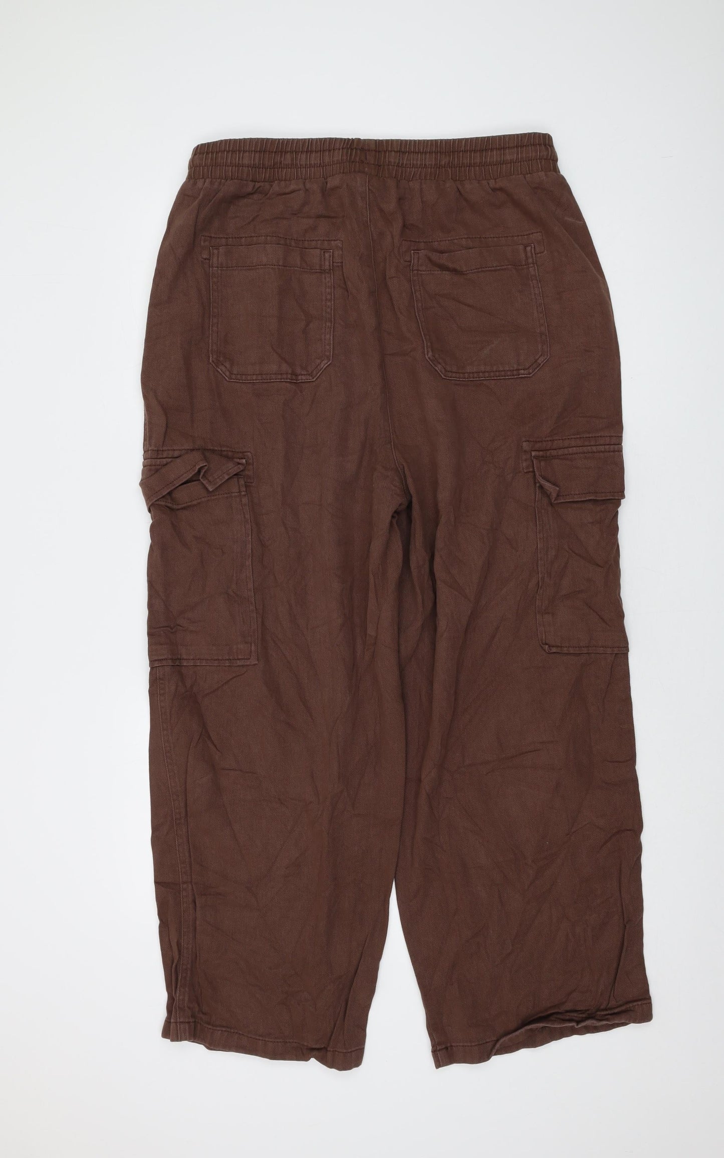 COLLUSION Womens Brown Cotton Trousers Size 32 in L27 in Regular Drawstring