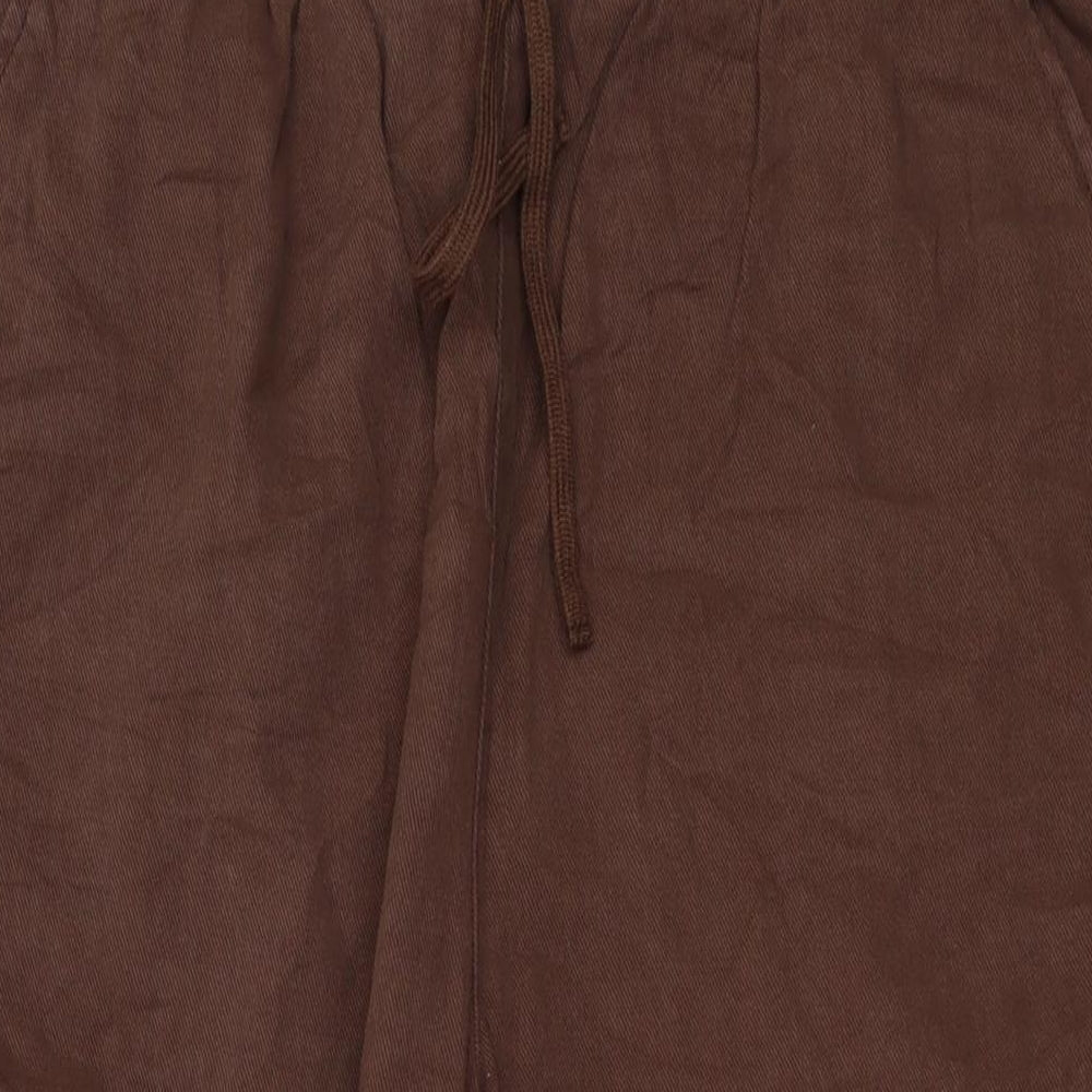 COLLUSION Womens Brown Cotton Trousers Size 32 in L27 in Regular Drawstring