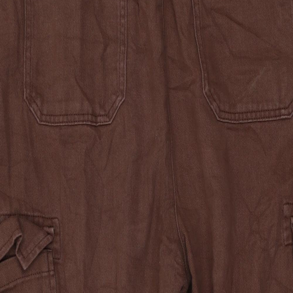 COLLUSION Womens Brown Cotton Trousers Size 32 in L27 in Regular Drawstring