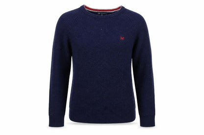 Front view of Crew Clothing Blue Crew Neck Wool jumper, size M