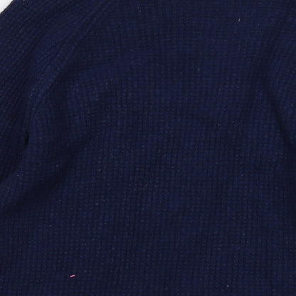 Brand and care label for Crew Clothing Blue Crew Neck Wool jumper, size M