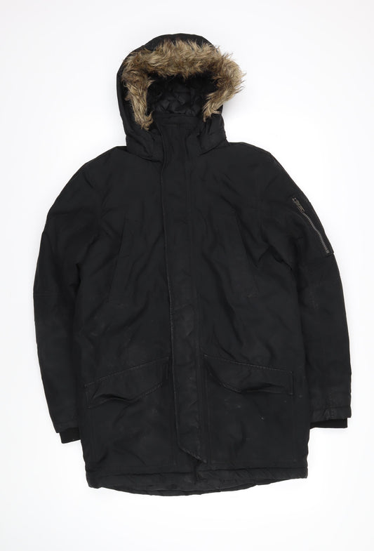 H&M Girls Black Jacket Coat Size 12-13 Years Zip