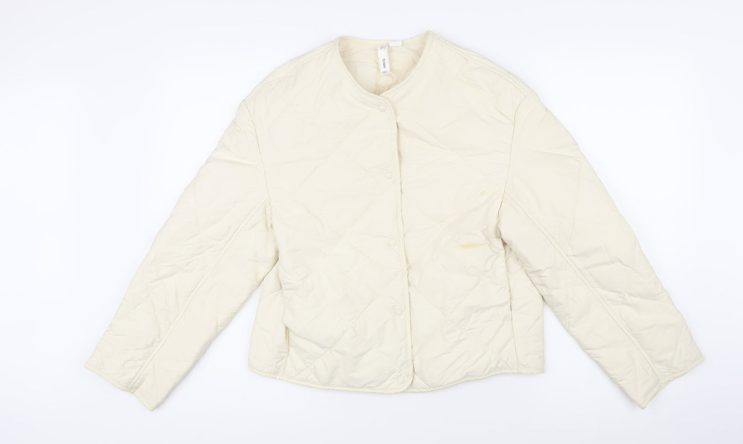 MNG Womens Ivory Quilted Jacket Size XS Snap