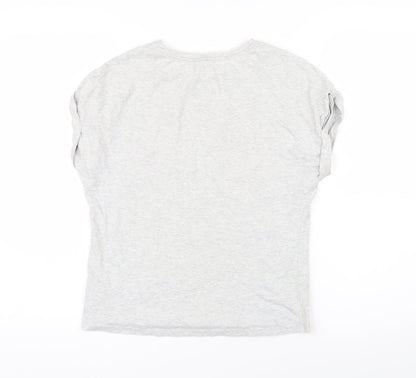 Back view of Next girls’ grey 100% cotton basic t-shirt, size 12, years round neck pullover - bonjour