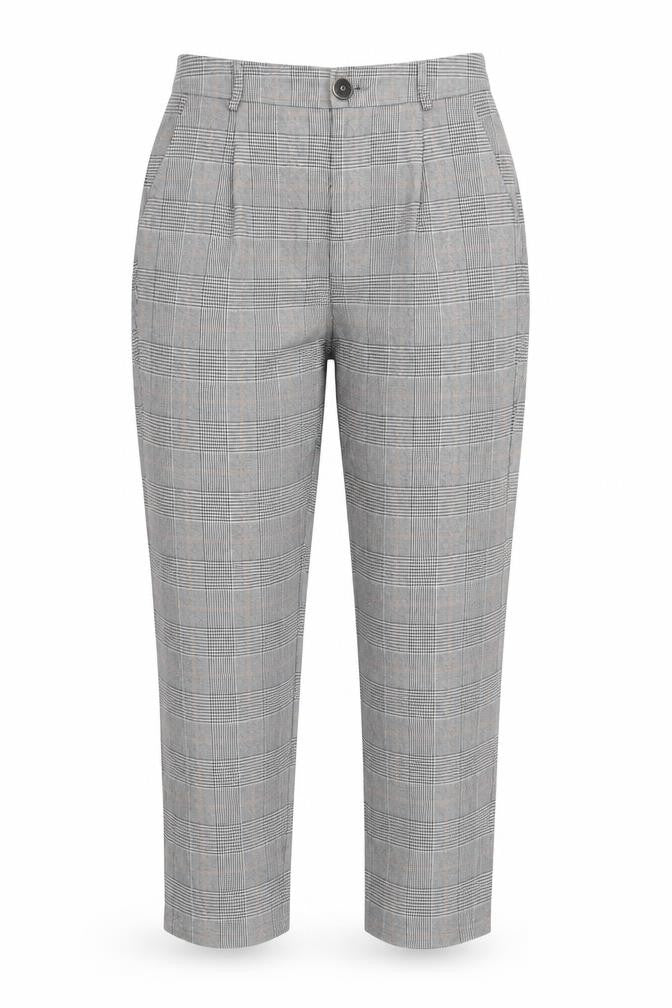 Stradivarius Womens Brown Check Polyester Trousers Size M L24 in Regular Zip