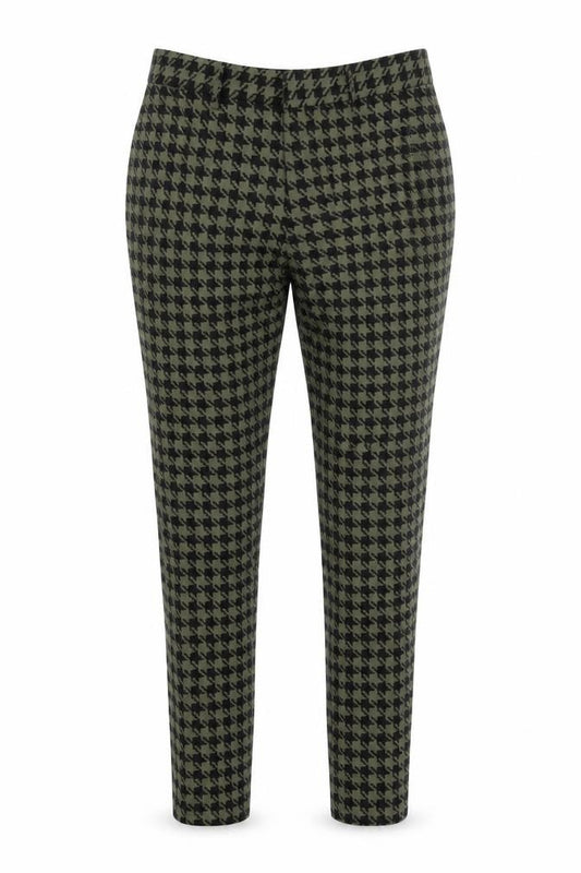 ASOS Womens Green Geometric Polyamide Trousers Size 30 in L31 in Regular Zip - Houndstooth pattern