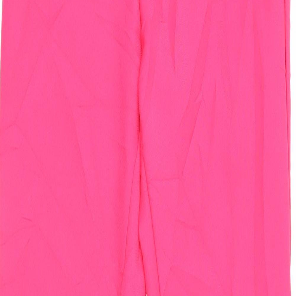H&M Womens Pink Polyester Trousers Size 34 in L31 in Regular Zip - Elasticated waist