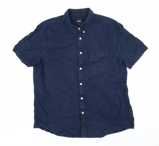 Burton Mens Blue Cotton Button-Up Size XL Collared Button
