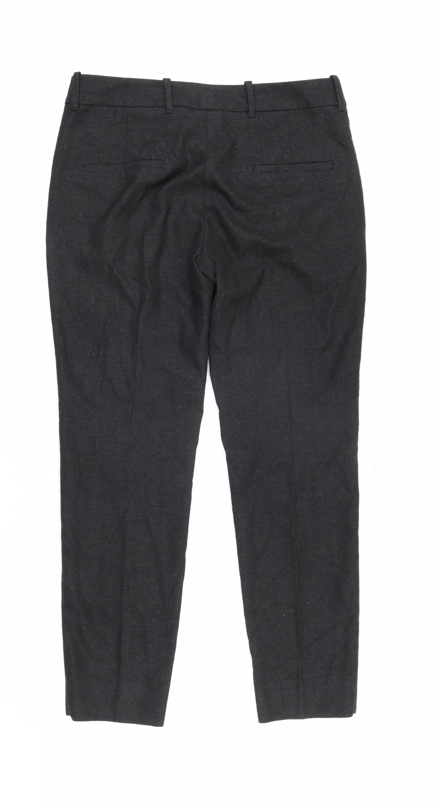 Zara Womens Grey Herringbone Polyester Trousers Size 38 L27 in Regular Zip