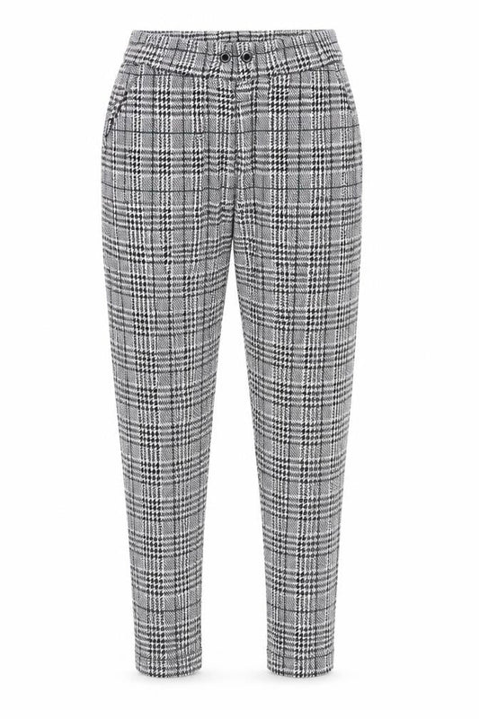 Boohoo Womens Black Check Polyester Trousers Size S L29 in Regular - Elasticated waist
