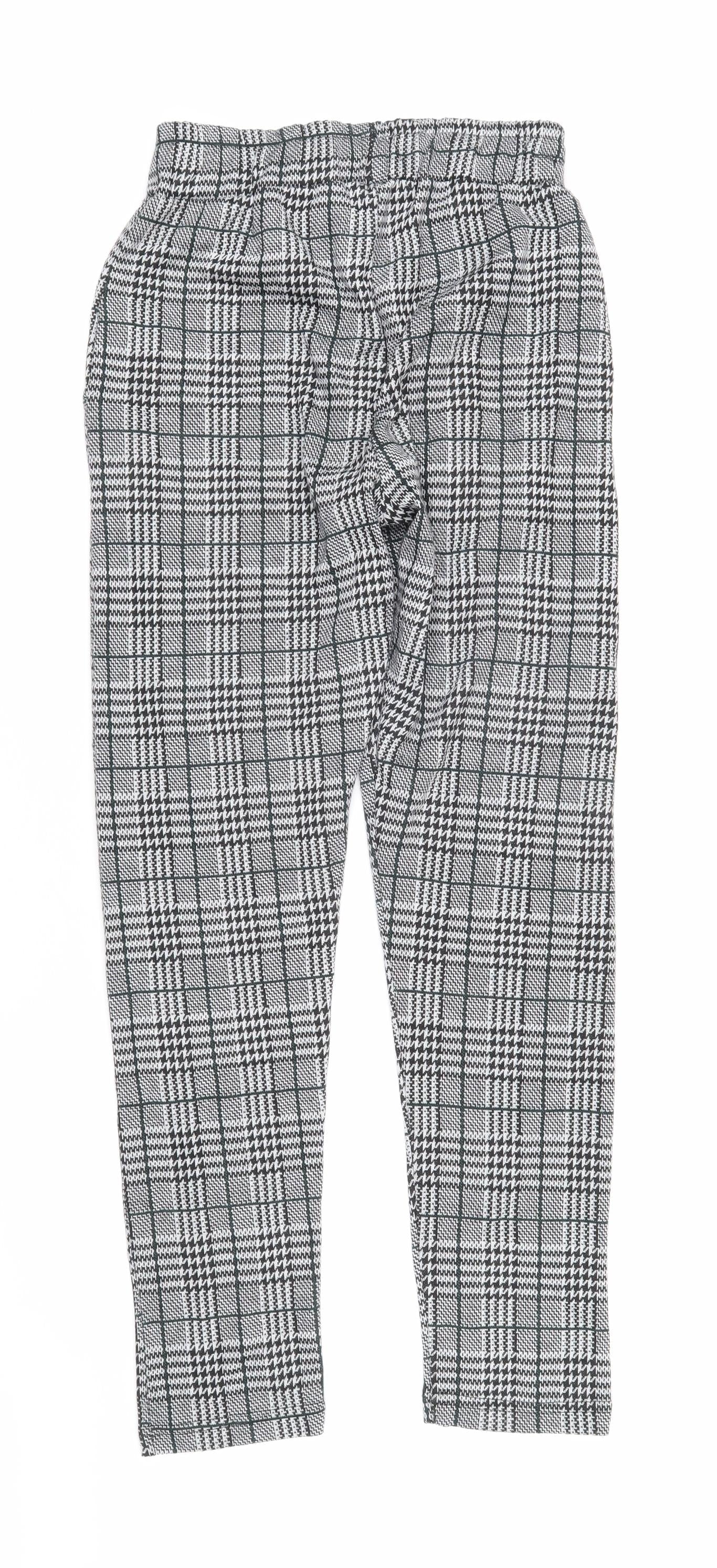 Boohoo Womens Black Check Polyester Trousers Size S L29 in Regular - Elasticated waist