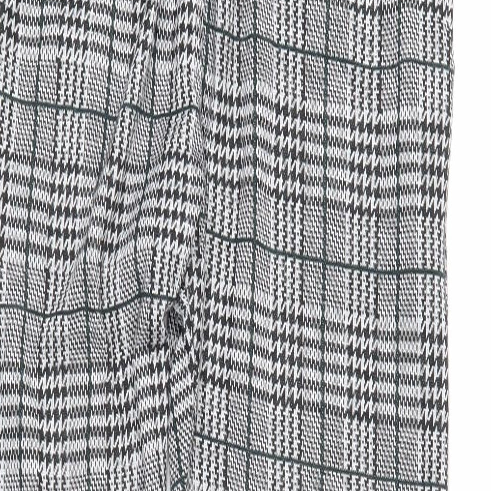 Boohoo Womens Black Check Polyester Trousers Size S L29 in Regular - Elasticated waist