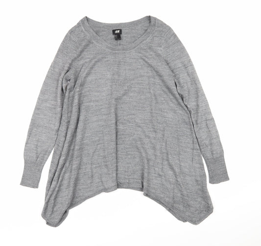 H&M Womens Grey Boat Neck Acrylic Pullover Jumper Size S