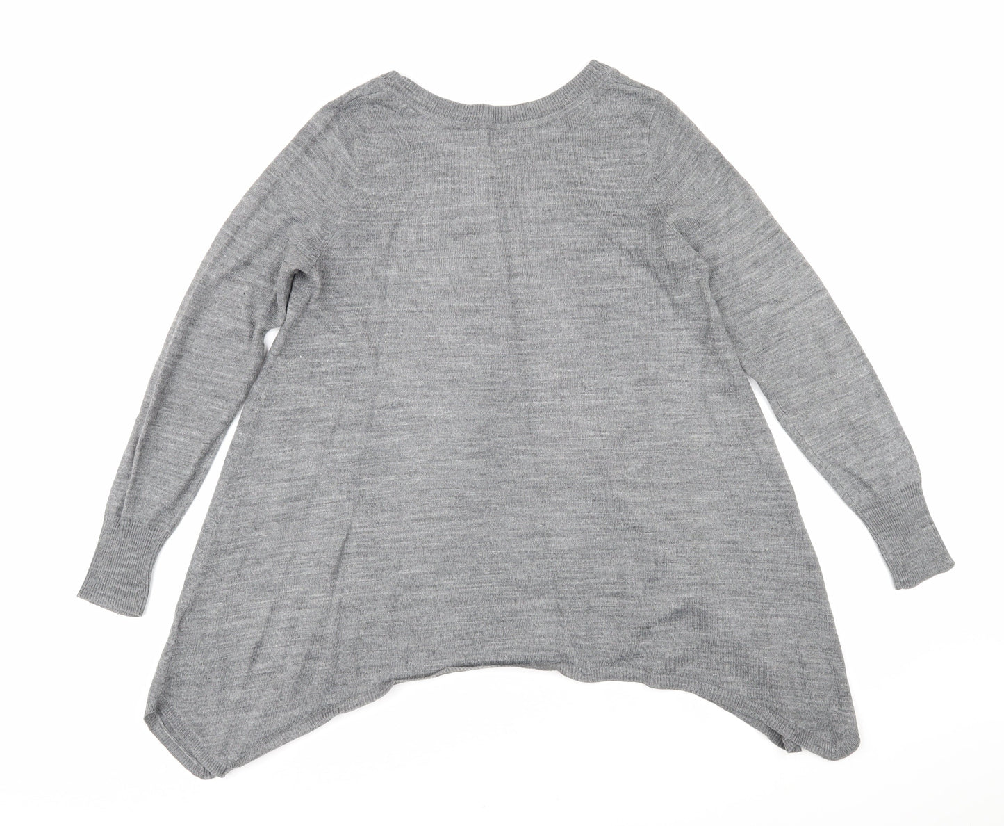 H&M Womens Grey Boat Neck Acrylic Pullover Jumper Size S