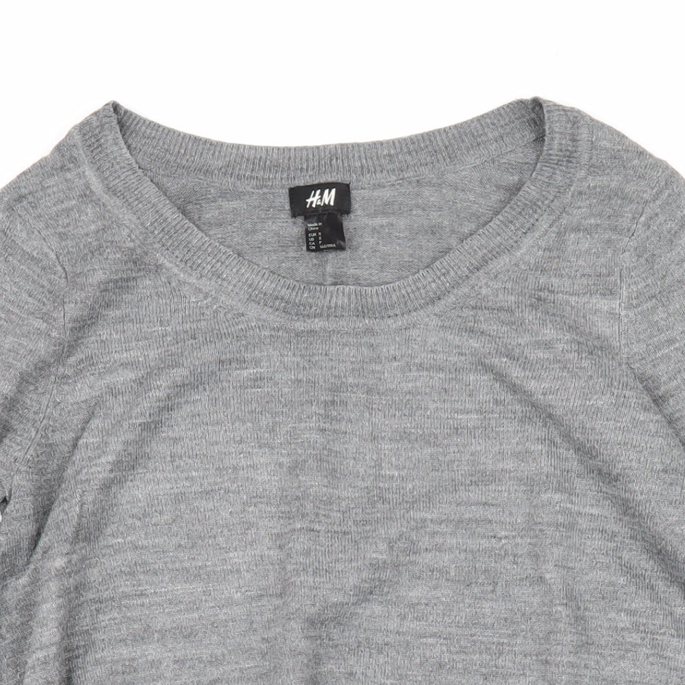 H&M Womens Grey Boat Neck Acrylic Pullover Jumper Size S