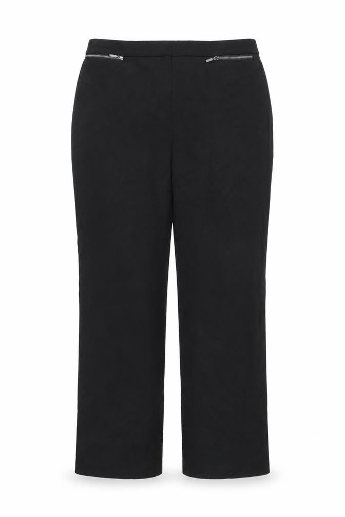 Marks & Spencer Womens Black Polyester Trousers Size 14 L28 in Regular Zip