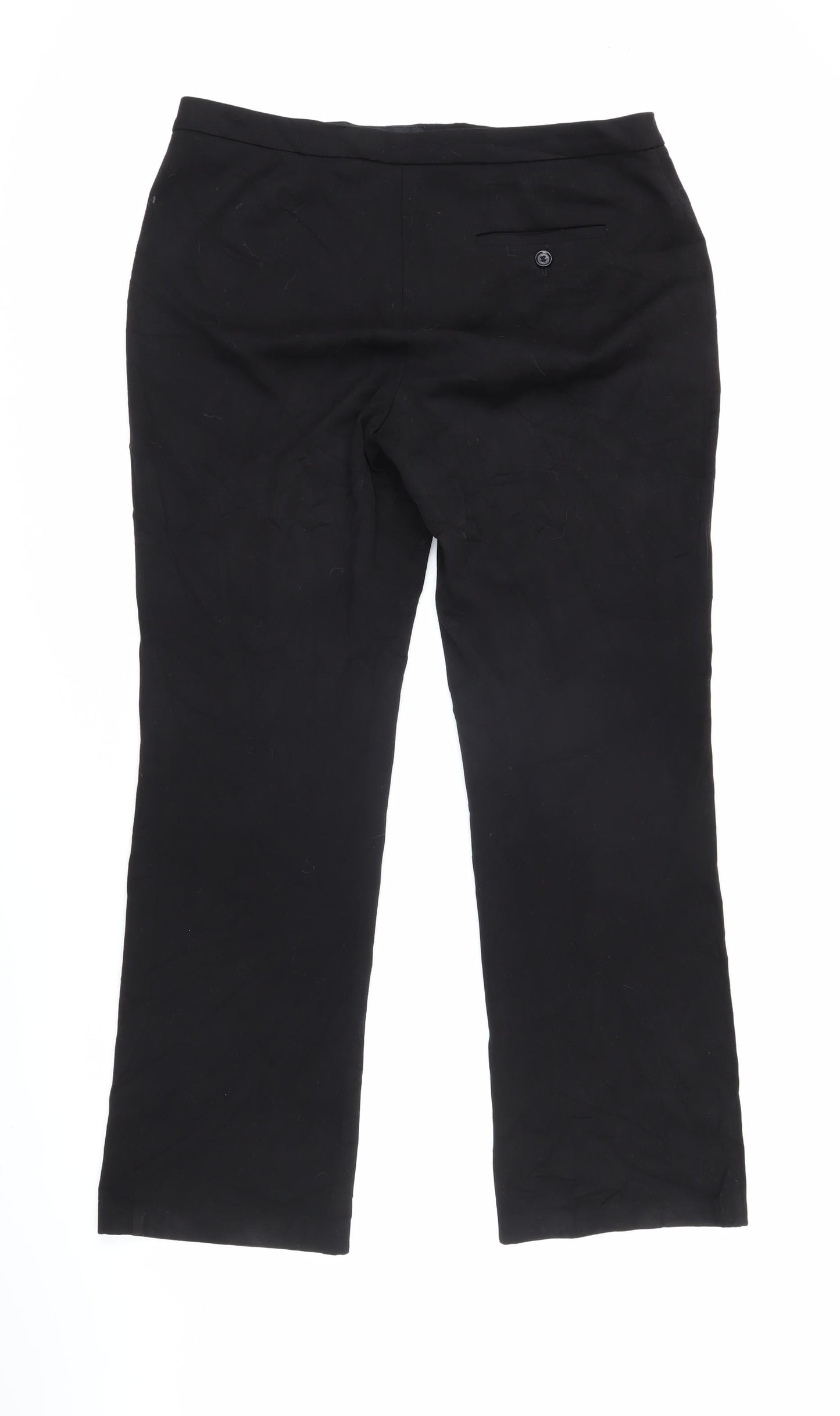 Marks and Spencer Womens Black Polyester Trousers Size 14 L28 in Regular Zip