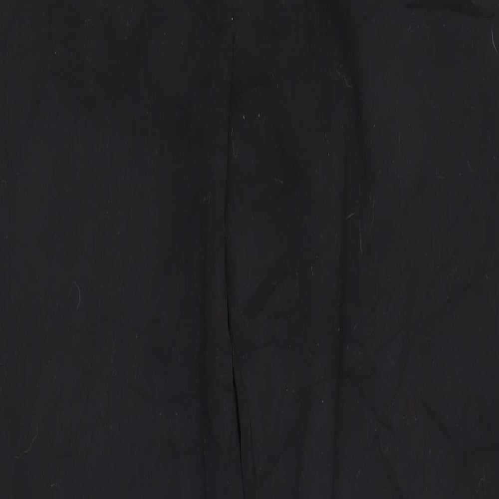 Marks and Spencer Womens Black Polyester Trousers Size 14 L28 in Regular Zip