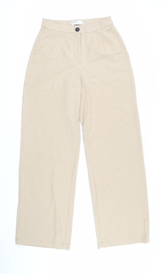 Berksha Womens Beige Polyester Trousers Size 38 L30 in Regular Zip
