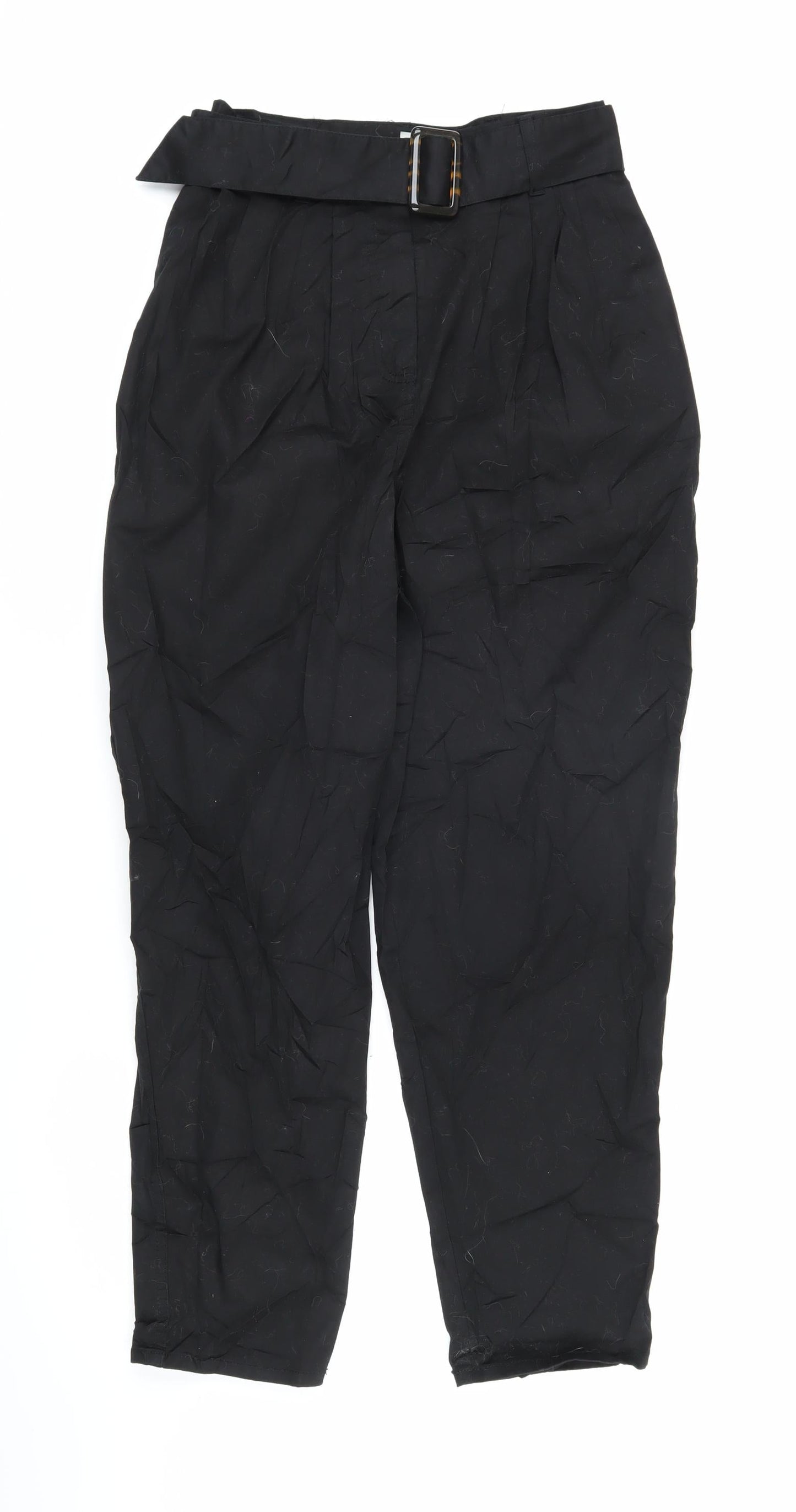 ASOS Womens Black Cotton Trousers Size 8 L25 in Regular Zip