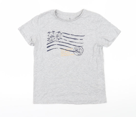 La Redoute Boys Grey Cotton Basic T-Shirt Size 12 Years Round Neck Pullover - Post office Air mail Passport International