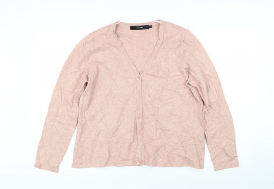 Vera Moda Womens Pink V-Neck Viscose Cardigan Jumper Size L