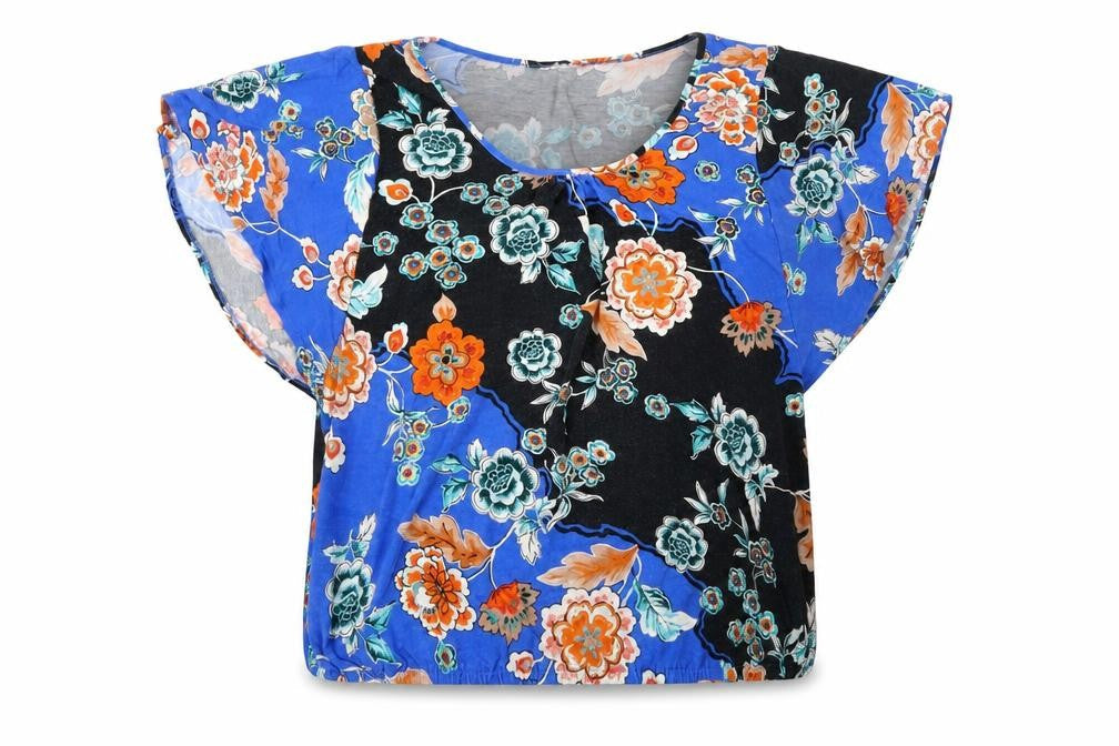 Wallis Womens Multicoloured Floral Viscose Tunic T-Shirt Size L Scoop Neck