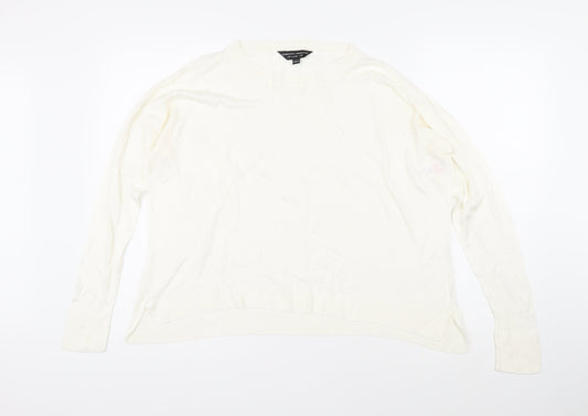 Dorothy Perkins Womens Ivory Boat Neck Viscose Pullover Jumper Size 12