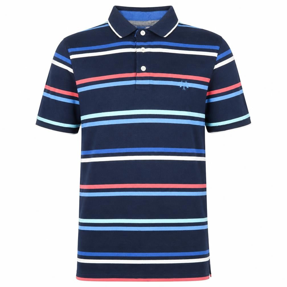 Alantic bay Mens Multicoloured Striped 100% Cotton Polo Size S Collared Button