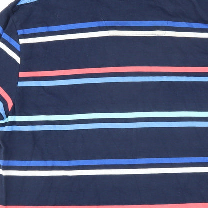 Alantic bay Mens Multicoloured Striped 100% Cotton Polo Size S Collared Button