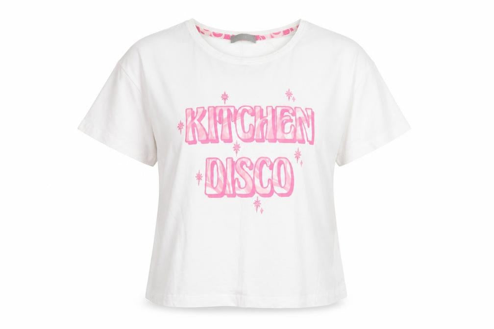New Look Womens White 100% Cotton Basic T-Shirt Size S Scoop Neck - Kitchen Disco