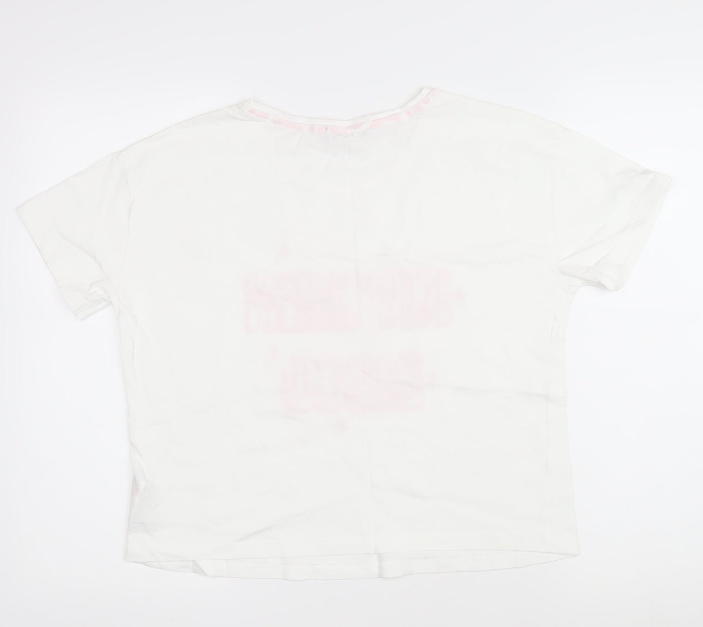 New Look Womens White 100% Cotton Basic T-Shirt Size S Scoop Neck - Kitchen Disco