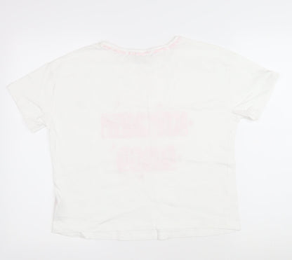 New Look Womens White 100% Cotton Basic T-Shirt Size S Scoop Neck - Kitchen Disco