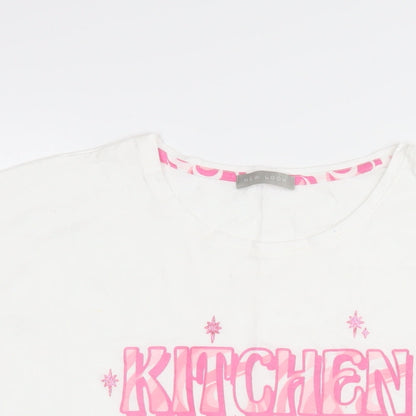 New Look Womens White 100% Cotton Basic T-Shirt Size S Scoop Neck - Kitchen Disco