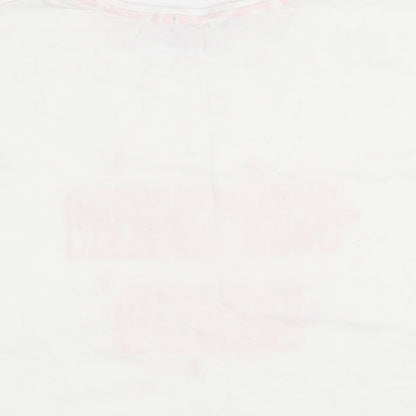 New Look Womens White 100% Cotton Basic T-Shirt Size S Scoop Neck - Kitchen Disco