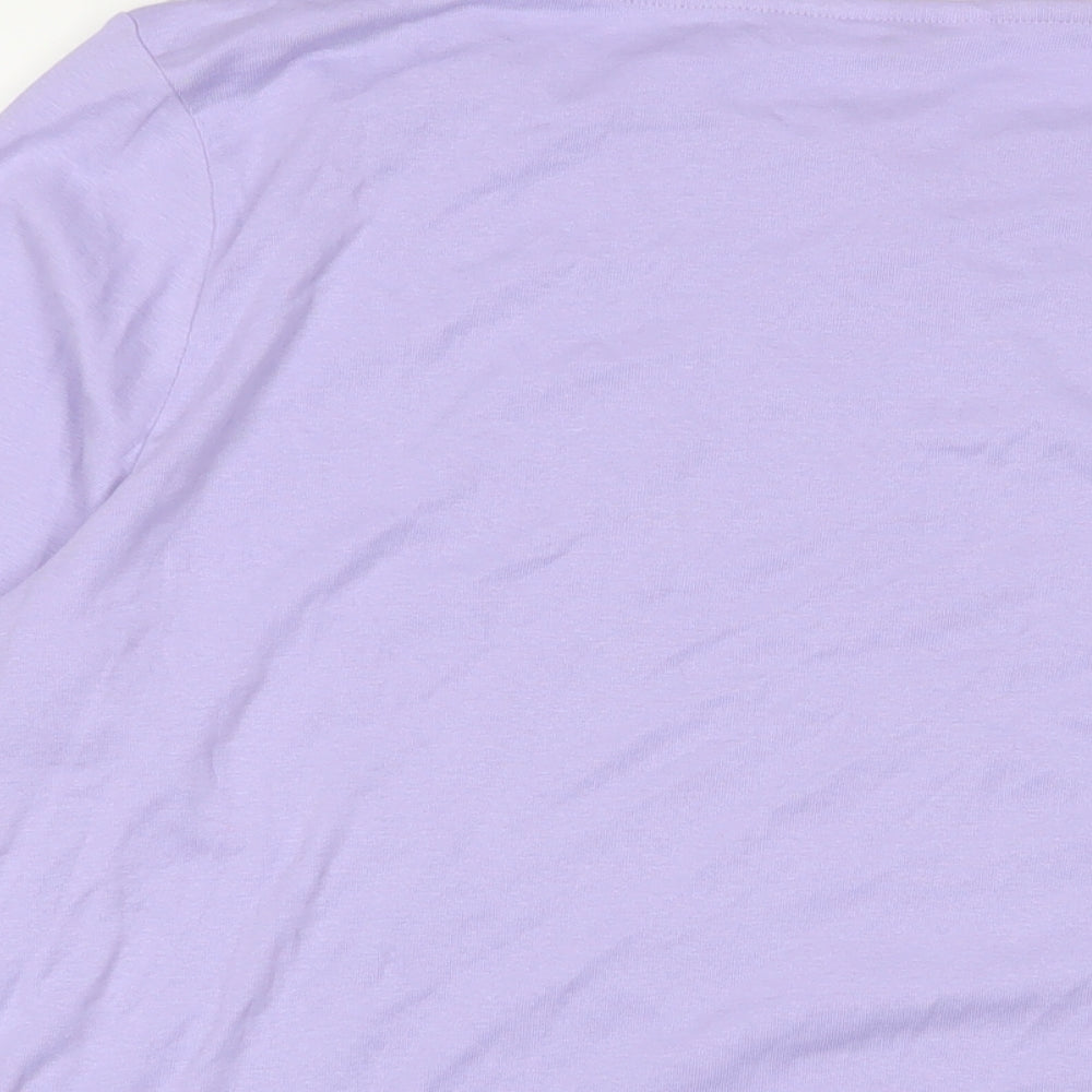 Cotton Traders Womens Purple Cotton Basic T-Shirt Size 24 Boat Neck